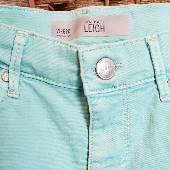 Topshop Moto Leigh Skinny Jeans in Aqua - Picture 3 of 7